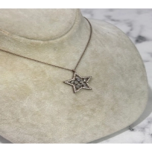 925 Ayar Gümüş Rose Gold Taşlı Yıldız Modeli Gümüş Kolye
