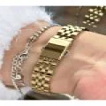 FERRUCCİ RAKAMLARI TAŞLI KARE GOLD METAL KADIN KOL SAATİ