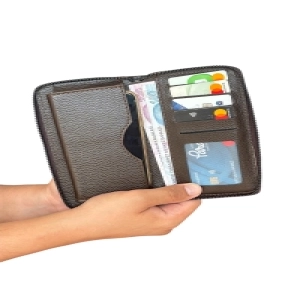 Premium Serisi Lüks Deri Dikey Fermuarlı Telefon Bölmeli Cüzdan Kemer Kartlık Ve Çakmak Erkek Seti