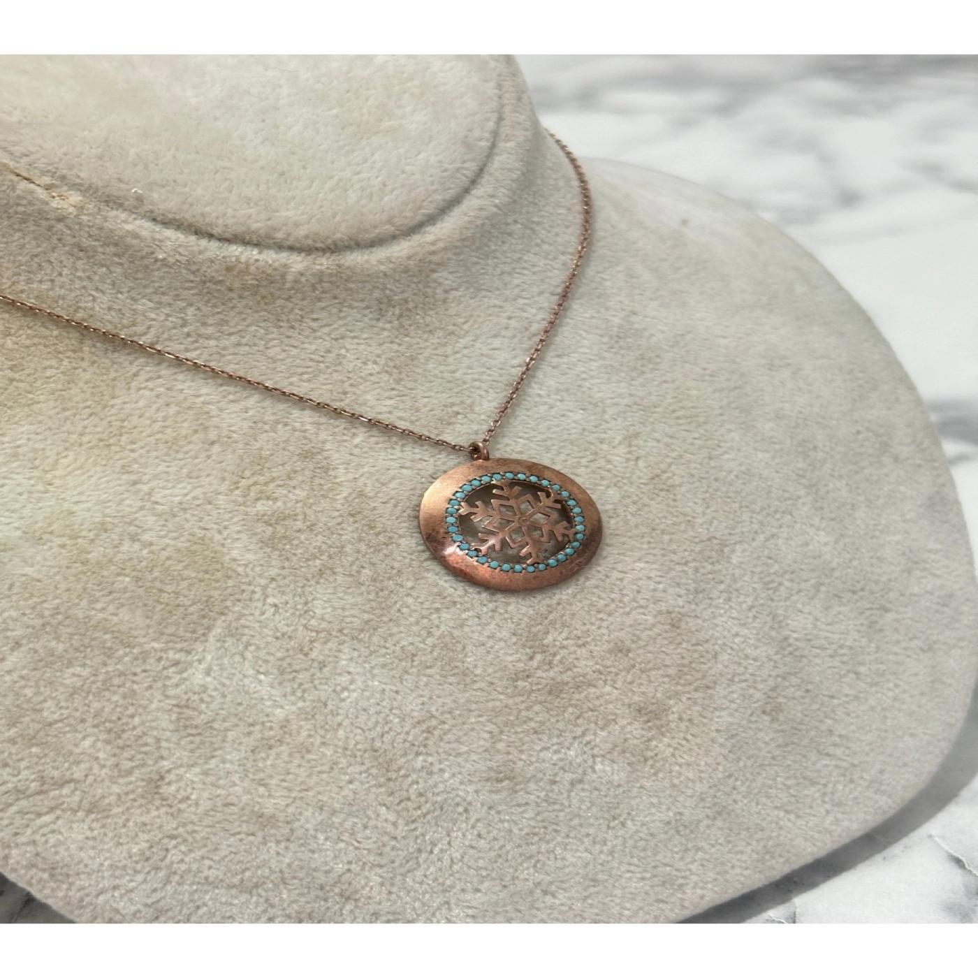 925 Ayar Gümüş Rose Gold Yuvarlak Modeli Gümüş Kolye