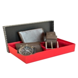 Premium Serisi Özel Kutulu Lüks Deri Klasik Cüzdan Kemer Kartlık Ve Saat Erkek Seti