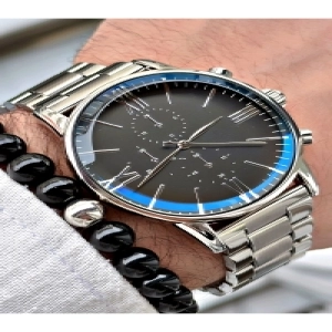 Lüks Özel Seri Metal Kordon Roma Rakamlı Erkek Kol Saati-Bileklik Hediyeli