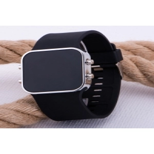 Seri Dijital Gümüş Kasa Renk Led Bileklik Silikon Kol Saat ST-303539