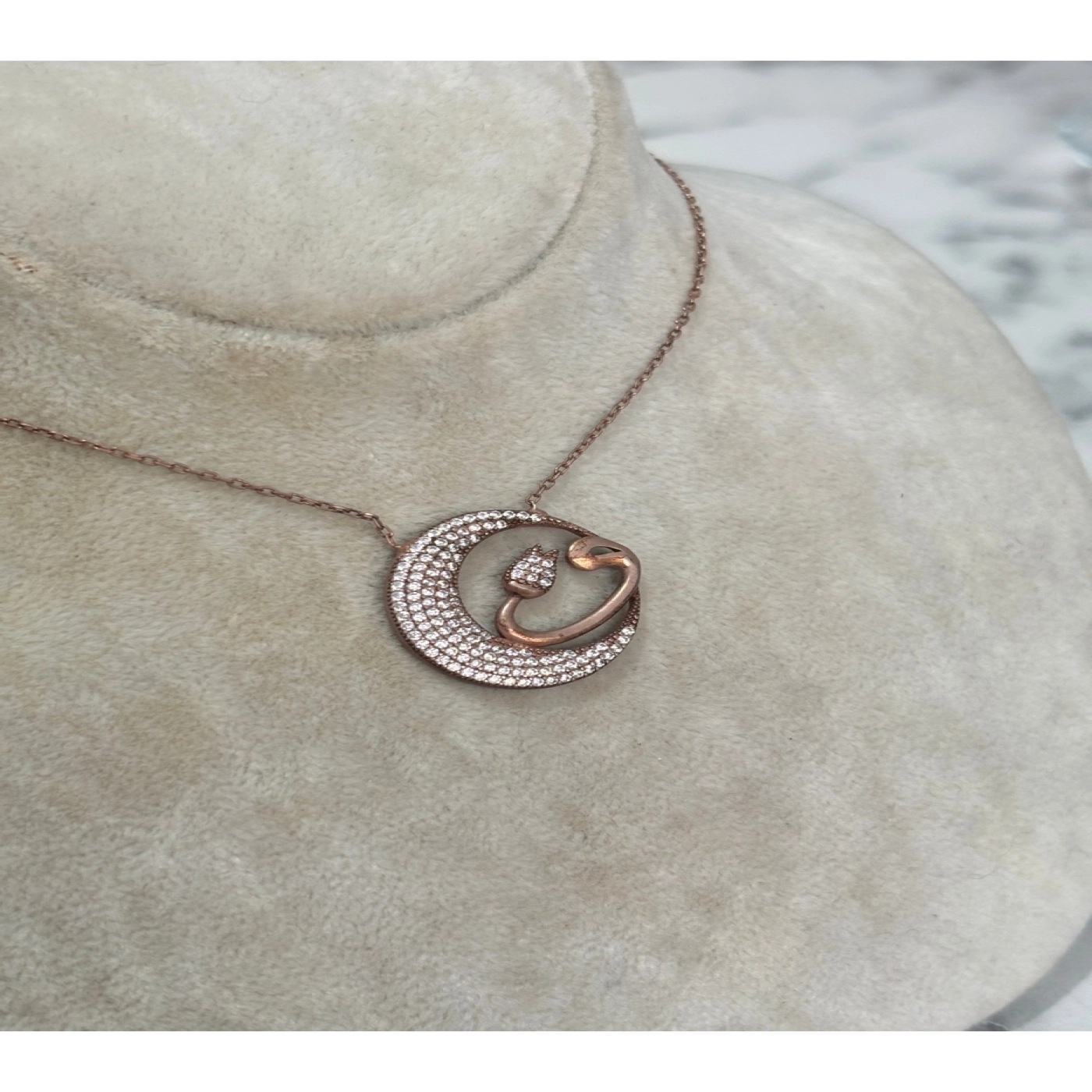 925 Ayar Gümüş Taşlı Rose Gold Yüzük Modeli Gümüş Kolye