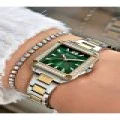 FERRUCCİ KARE TAŞLI YEŞİL KADRANLI GOLD GÜMÜŞ METAL KADIN KOL SAATİ