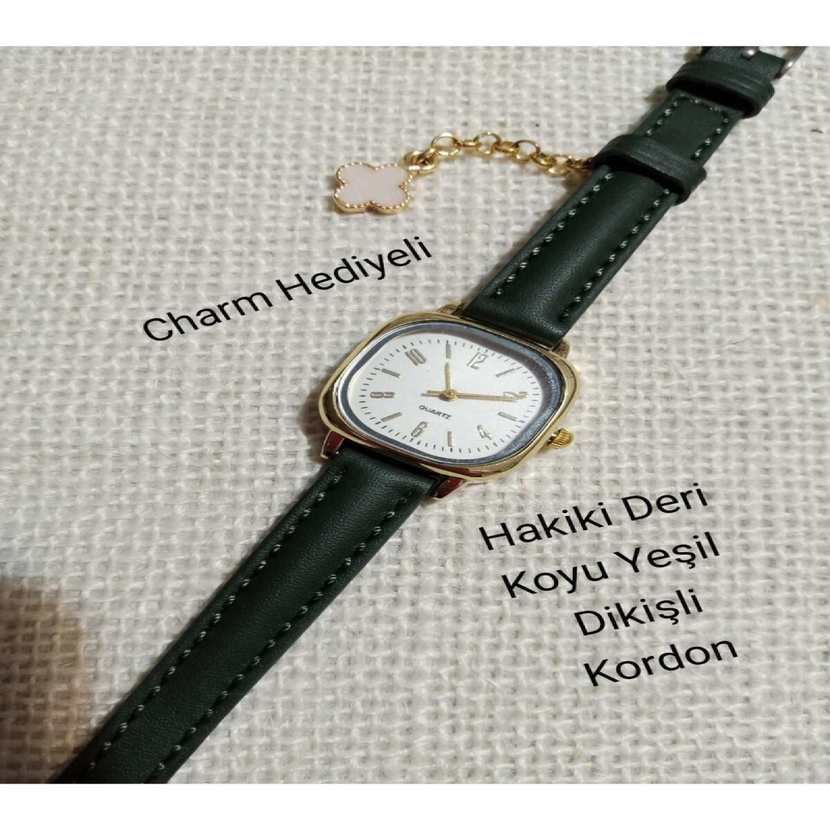 Minimal Kadın Kol Saati - CHARMLI MODEL - Vintage Koyu Yeşil Kordon 0054