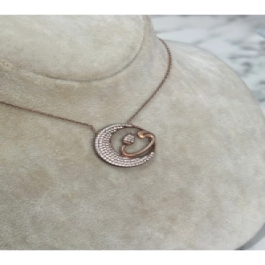 925 Ayar Gümüş Taşlı Rose Gold Yüzük Modeli Gümüş Kolye