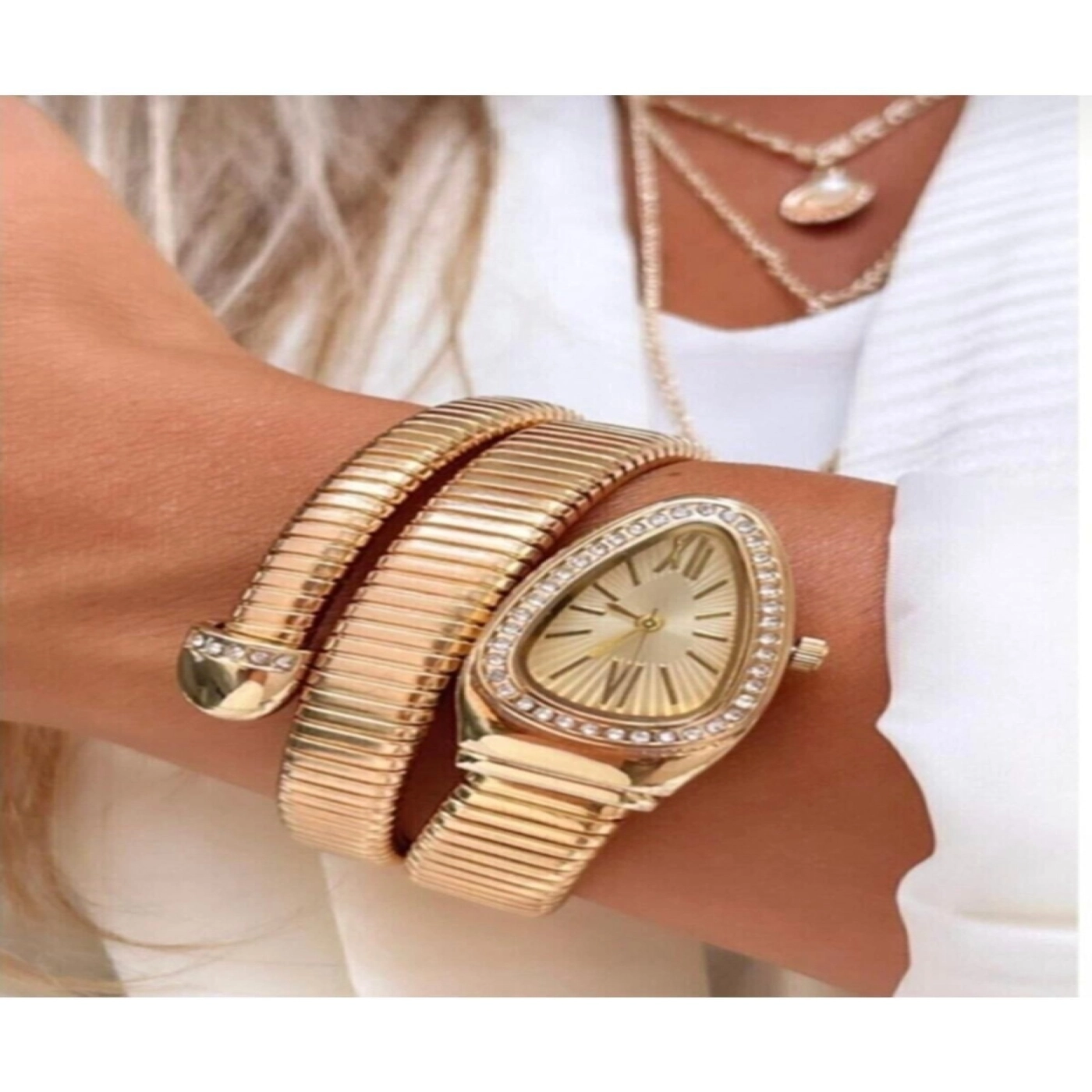 Yılan Model Kadın Kol Saati Gold