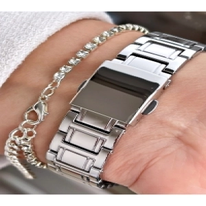 Gümüş Renk Çelik Kordon Kadın Kol Saati Bileklik Hediyeli