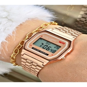 Retro Minimal Özel Serisi Metal Kordon Digital Kol Saati-Bileklik Hediyeli