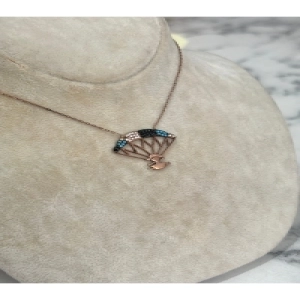 925 Ayar Gümüş Taşlı Rose  Gold Modeli Gümüş Kolye