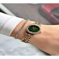 TAŞ RAKAM TAŞ BEZEL YEŞİL KADRANLI ZİNCİR KORDON GOLD METAL KADIN KOL SAATİ