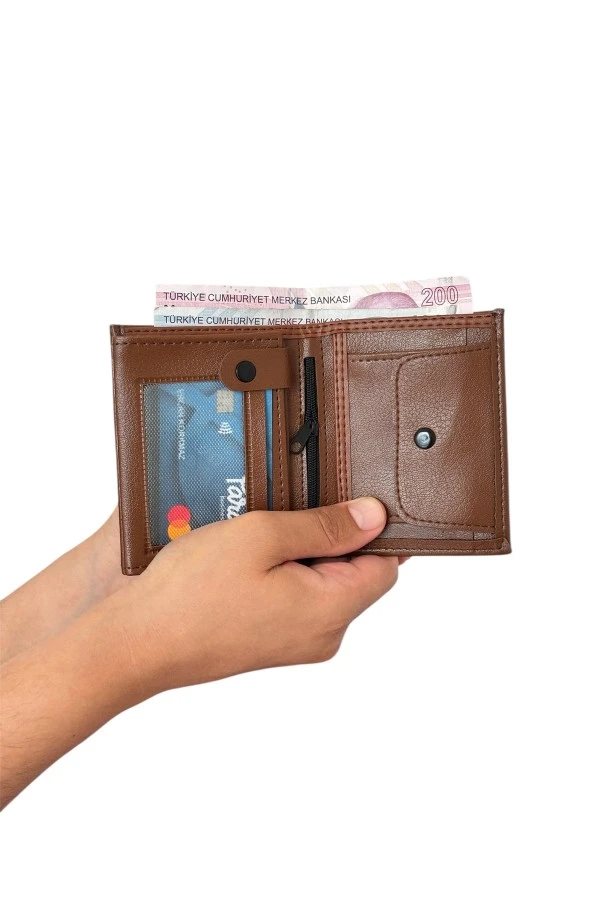Premium Serisi Lüks Deri Özel Üretim Dikey Klasik Bozuk Para Bölmeli Erkek Cüzdanı