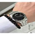 Premium Tasarım Grande Lüks Seri Metal Kordon Çift Takvimli Erkek Kol Saati-Bileklik Hediyeli