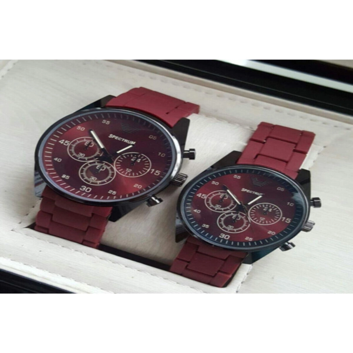 Sevgili Çift Saatleri- Bay Bayan Çift Kombini Bordo Kordon