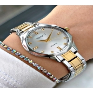 TAŞ RAKAMLI GOLD GÜMÜŞ METAL KADIN KOL SAATİ