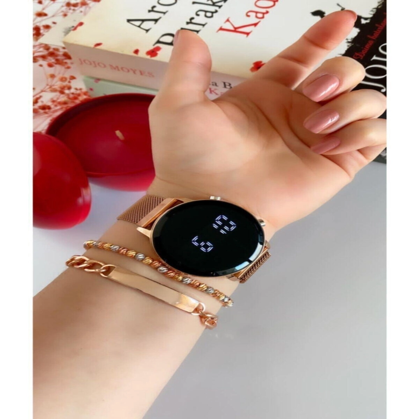 Unisex Tuşlu Led Saat Mıknatıslı Kordon Özel Seri