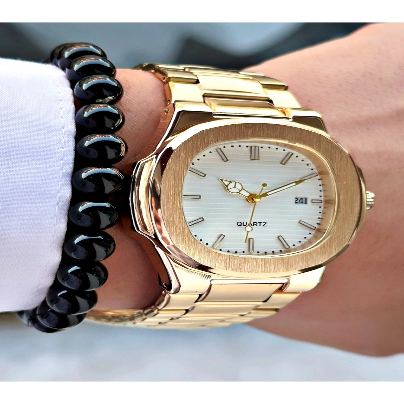 Özel Tasarım Eşref Tek Saat Modeli Metal Kordon Takvimli Erkek Kol Saati-Bileklik Hediyeli