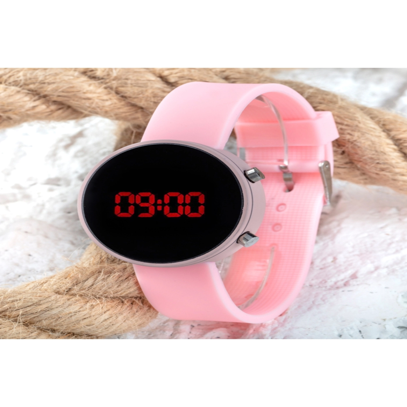 Led Watch Toz Pembe Renk Dijital Yetişkin Kız Çocuk Kol Silikon Saati ST-303499
