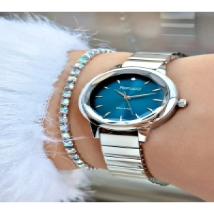 MAVİ KADRANLI GÜMÜŞ METAL KADIN KOL SAATİ