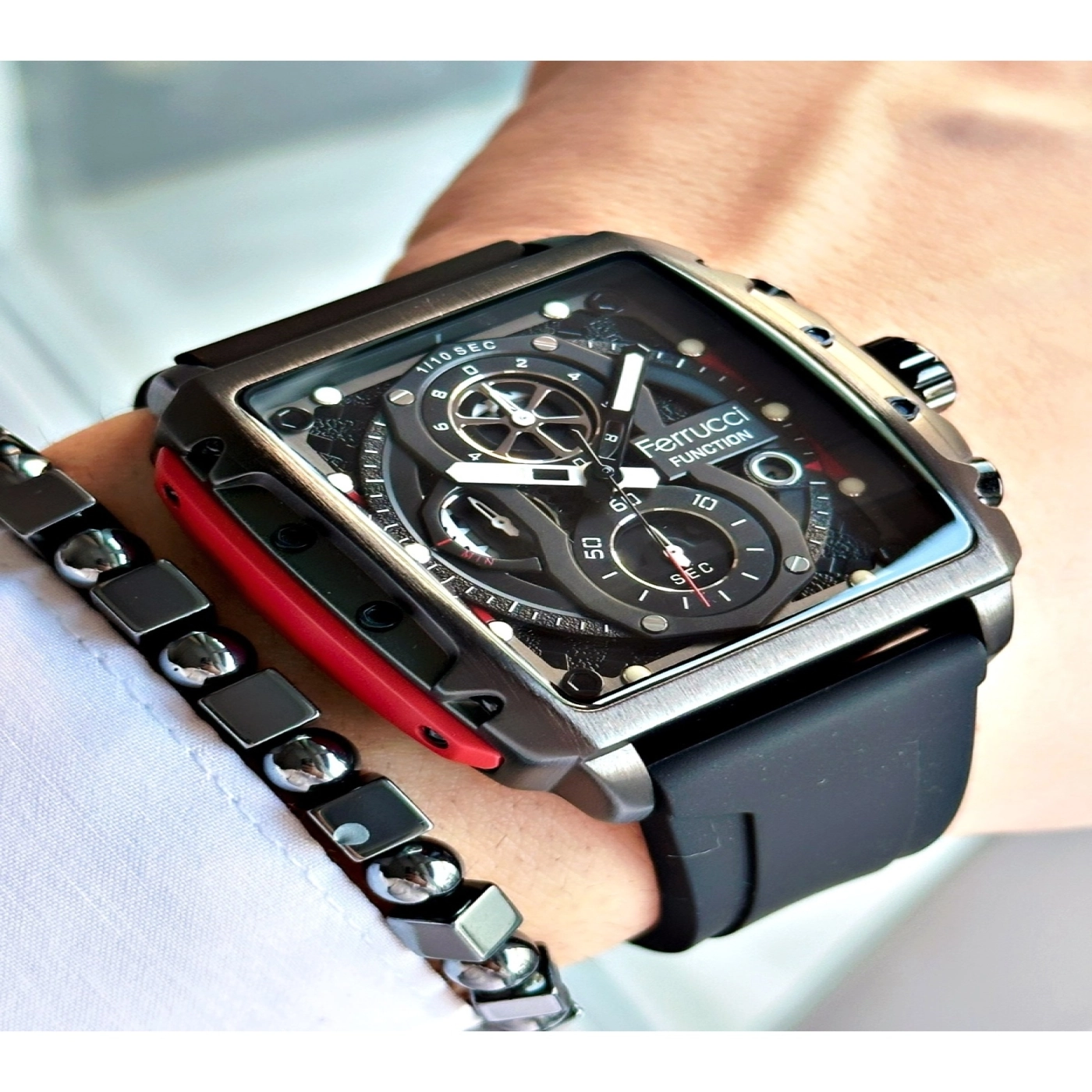 FUNCTION SİYAH KADRANLI TAKVİMLİ KARE SİYAH SİLİKON ERKEK KOL SAATİ