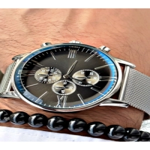 Classic Tasarım Premium Serisi Roma Rakamlı Hasır Kordon Erkek Kol Saati-Bileklik Hediyeli