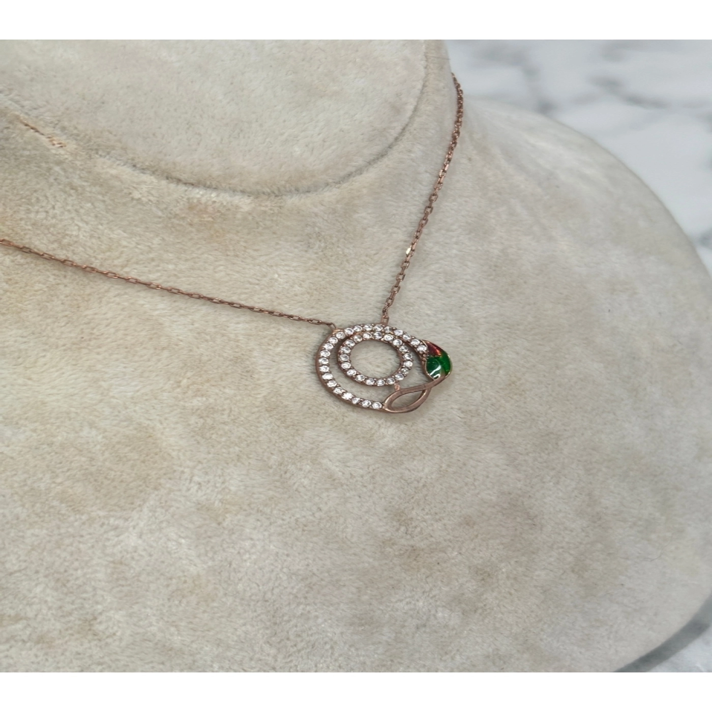925 Ayar Gümüş Taşlı Rose Gold Sonsuzluk Yuvarlak Modeli Gümüş Kolye
