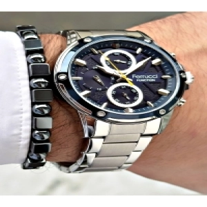 FERRUCCİ LACİVERT KADRANLI FUNCTION GÜMÜŞ METAL ERKEK KOL SAATİ