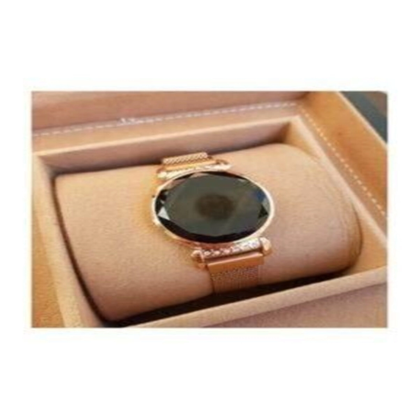 Gold Hasır Mıknatıslı Kordon Dokunmatik Ekran Taşlı Kasa Saati