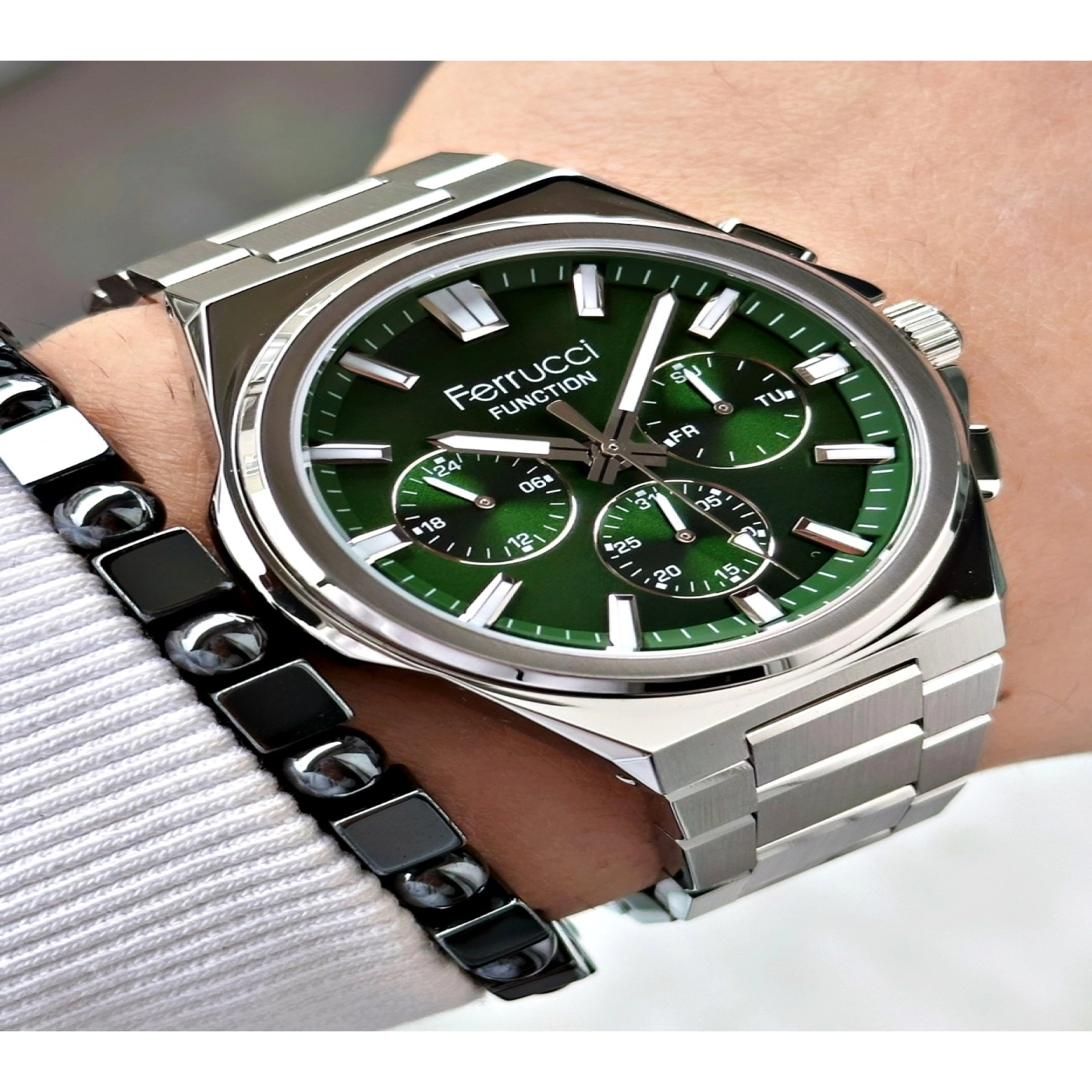 FERRUCCİ YEŞİL KADRANLI FUNCTION GÜMÜŞ METAL ERKEK KOL SAATİ