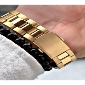 Özel Seri Lüks Metal Kordon Takvimli Erkek Kol Saati-Bileklik Hediyeli