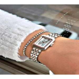 FERRUCCİ KESME CAMLI KARE ROSE GÜMÜŞ METAL KADIN KOL SAATİ