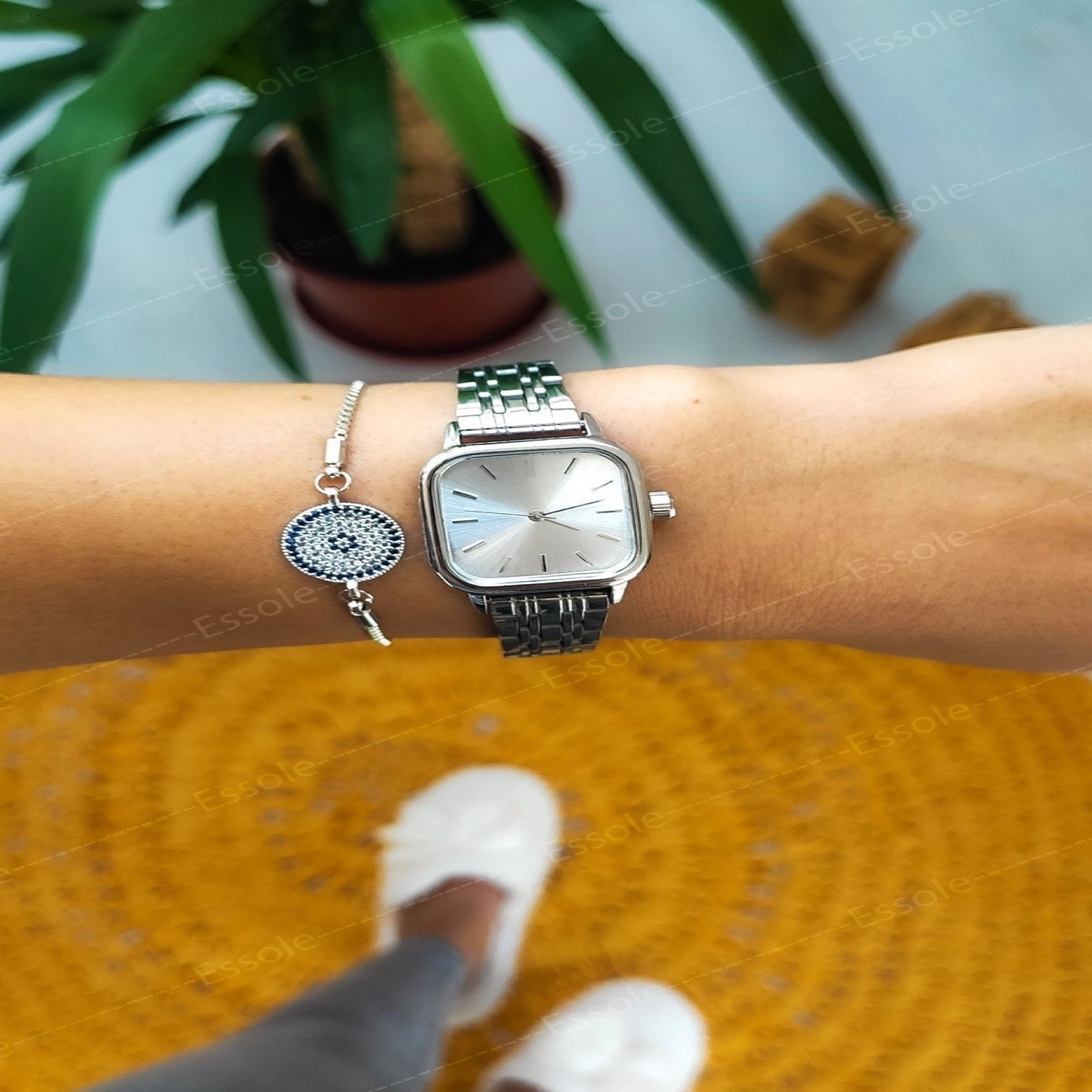 Retro Minimal Kare Kadran Çelik Kordon Kadın Kol Saati