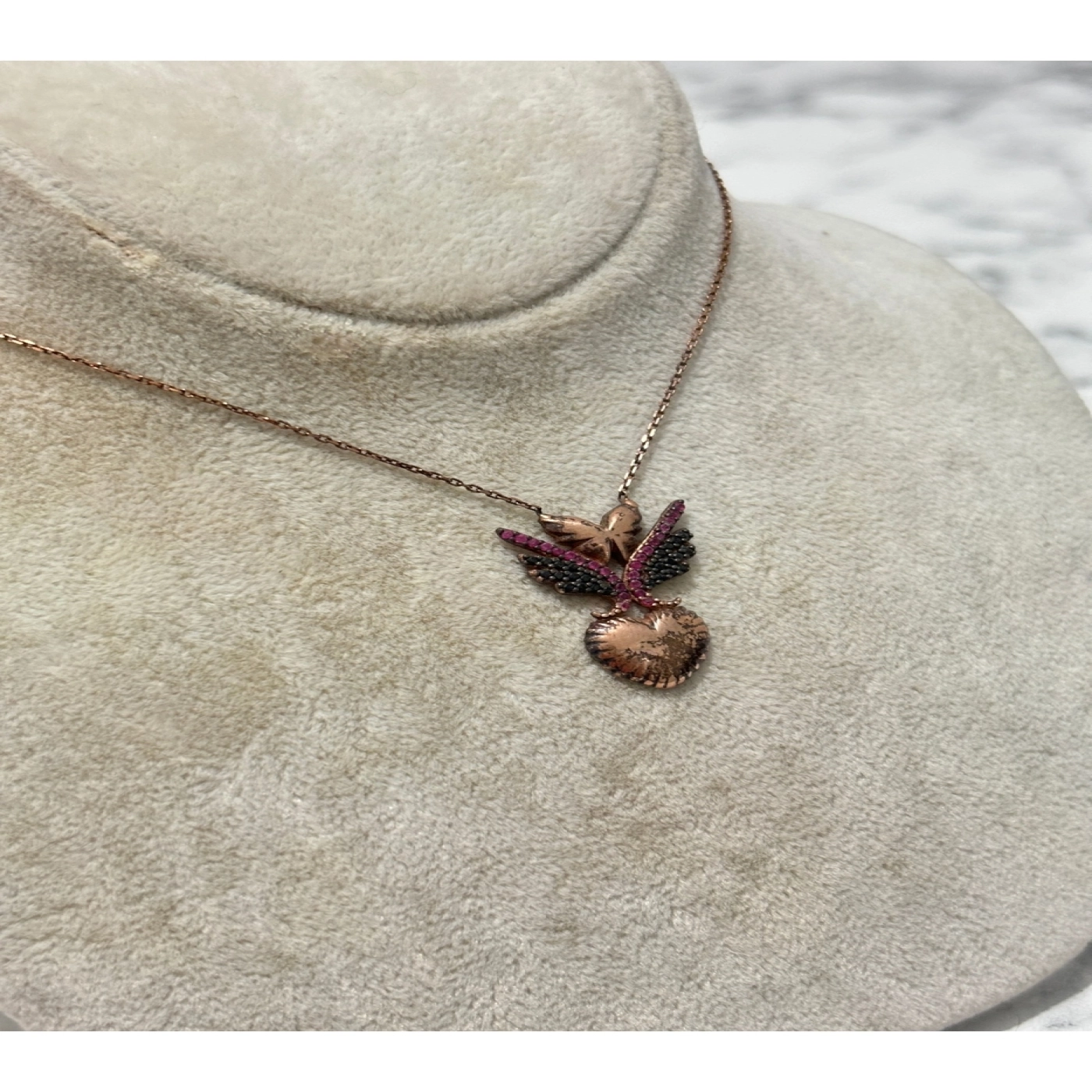 925 Ayar Gümüş Rose Gold Kanat Modeli Gümüş Kolye