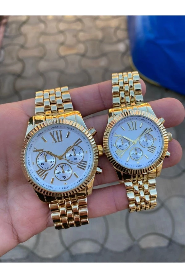 Çift Sevgili Saati Gold Renk Mükemmel Saat