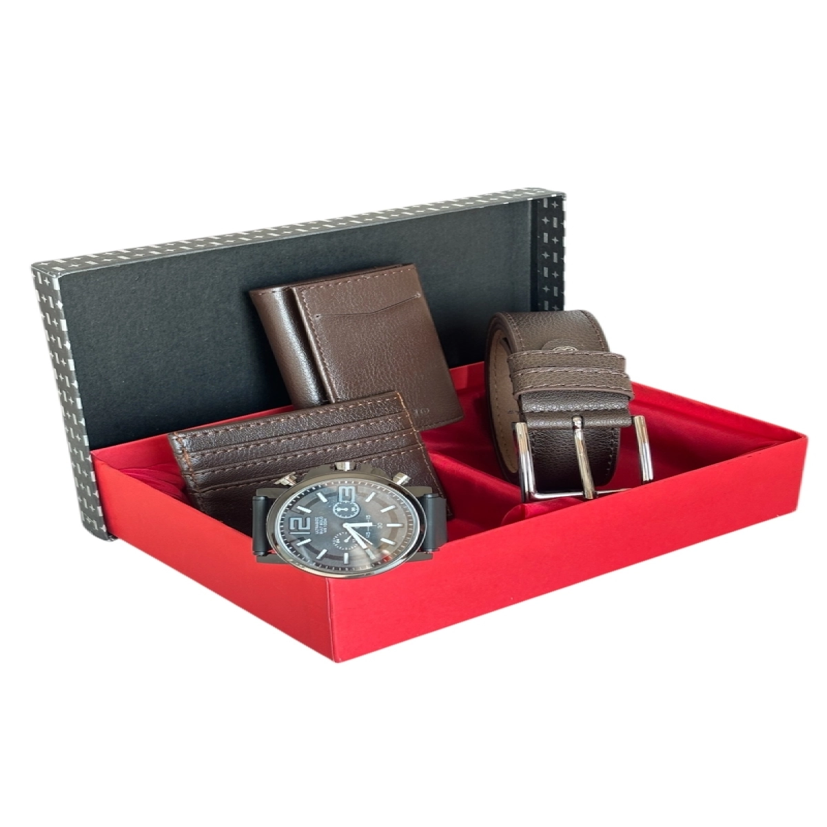 Premium Serisi Özel Kutulu Lüks Deri Mekanizmalı Cüzdan Kemer Kartlık Ve Saat Erkek Seti