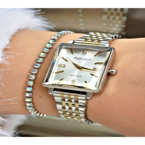 FERRUCCİ KARE KESME CAMLI GOLD GÜMÜŞ METAL KADIN KOL SAATİ