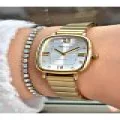 FERRUCCİ BEYAZ KADRANLI KARE GOLD TAŞ RAKAMLI GOLD METAL KADIN KOL SAATİ