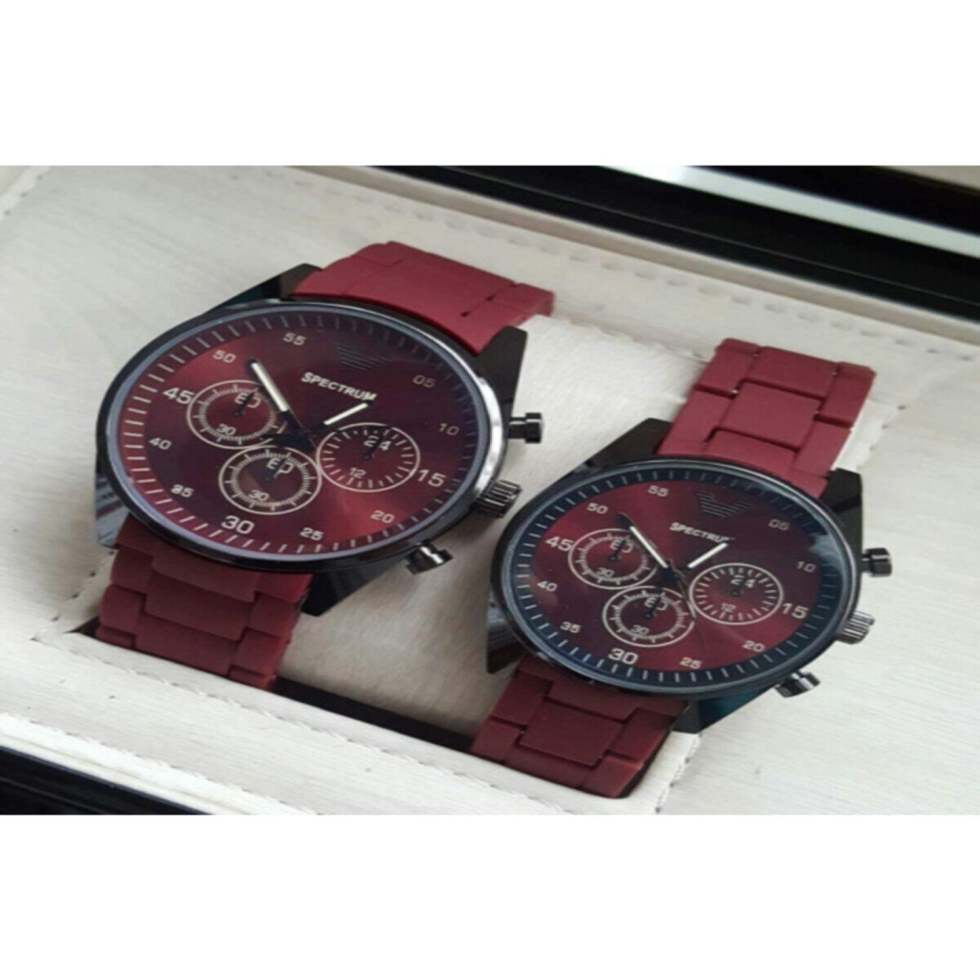 Sevgili Çift Saatleri- Bay Bayan Çift Kombini Bordo Kordon