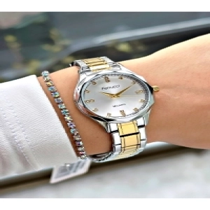 TAŞ RAKAMLI GOLD GÜMÜŞ METAL KADIN KOL SAATİ