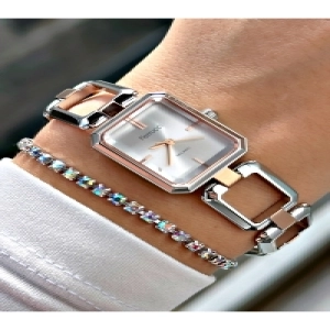 KARE ROSE GÜMÜŞ METAL KADIN KOL SAATİ