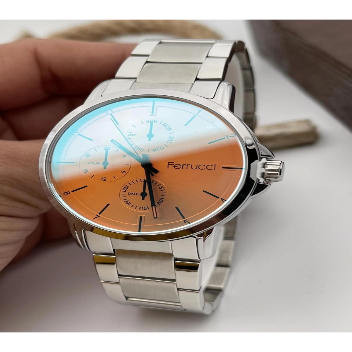 Erkek Kol Saati Renli Cam Gümüş Renk Kordon