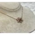 925 Ayar Gümüş Büyük Rose Gold Taşlı Modeli Gümüş Kolye
