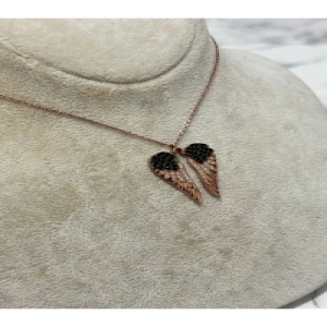 925 Ayar Gümüş Rose Gold Kanat Modeli Gümüş Kolye