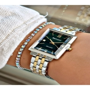 FERRUCCİ-(GOLD&GÜMÜŞ)minimal kasa yeşil iç kadran jübile kordon kadın kol saati