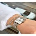 FERRUCCİ KARE KESME CAMLI ROSE GÜMÜŞ METAL KADIN KOL SAATİ