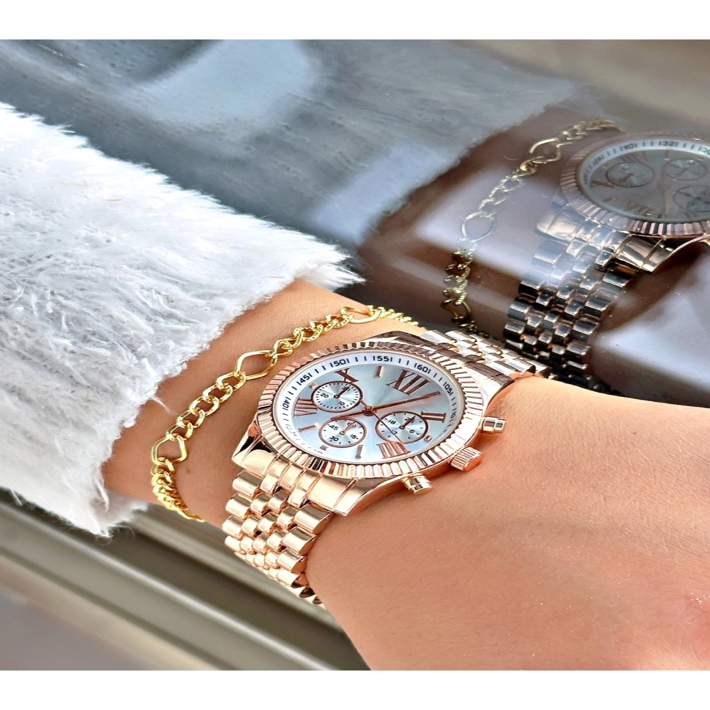 Roma Rakamlı Özel Seri Metal Kordon Kadın Kol Saati-Bileklik Hediyeli hover