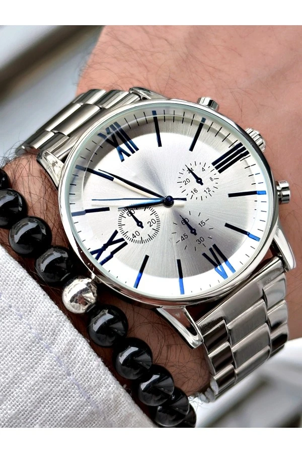 Metal Kordon Özel Lüks Premium Series Erkek Kol Saati-Bileklik Hediyeli