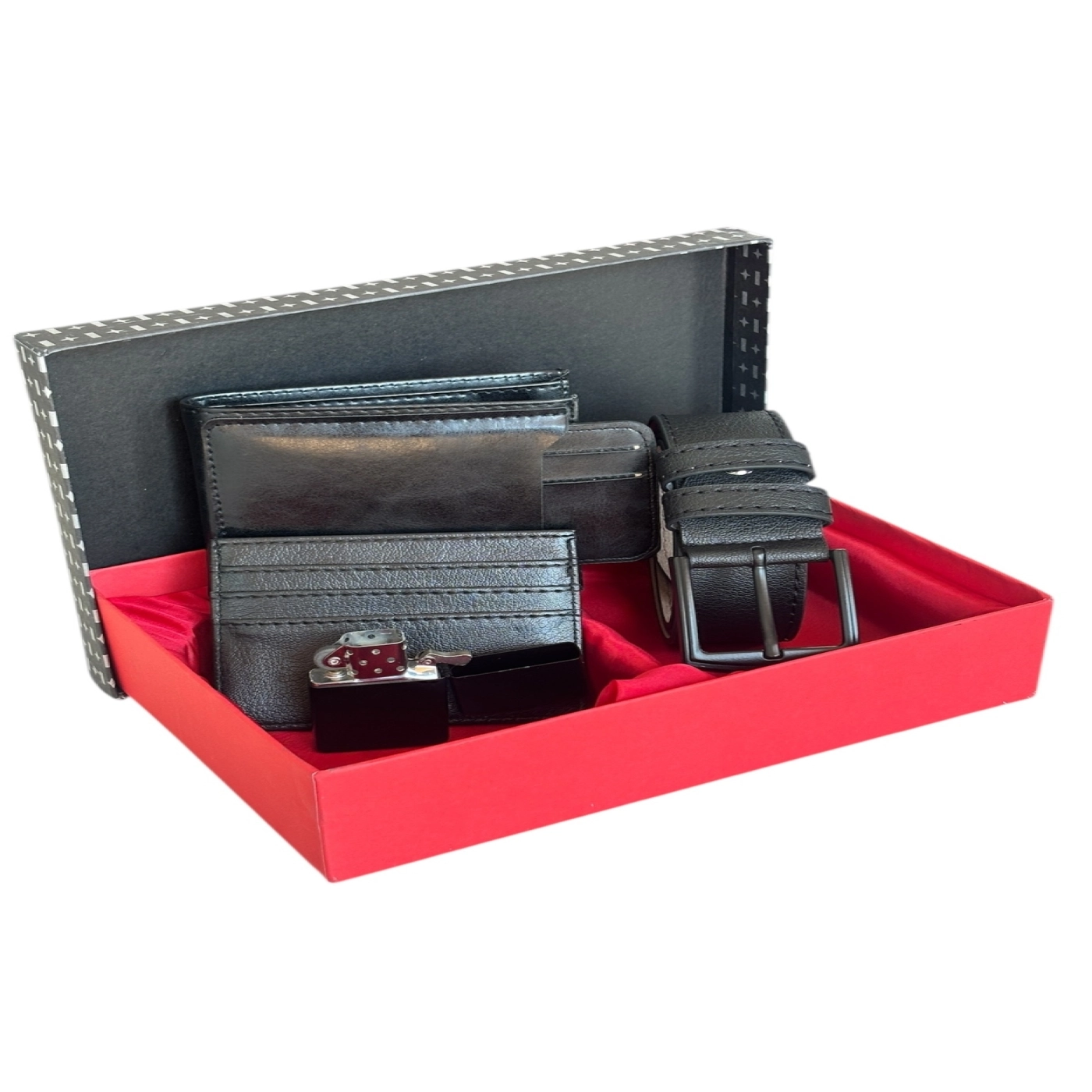 Premium Serisi Özel Kutulu Lüks Deri Yatay Cüzdan Kemer ve Çakmak Erkek Seti