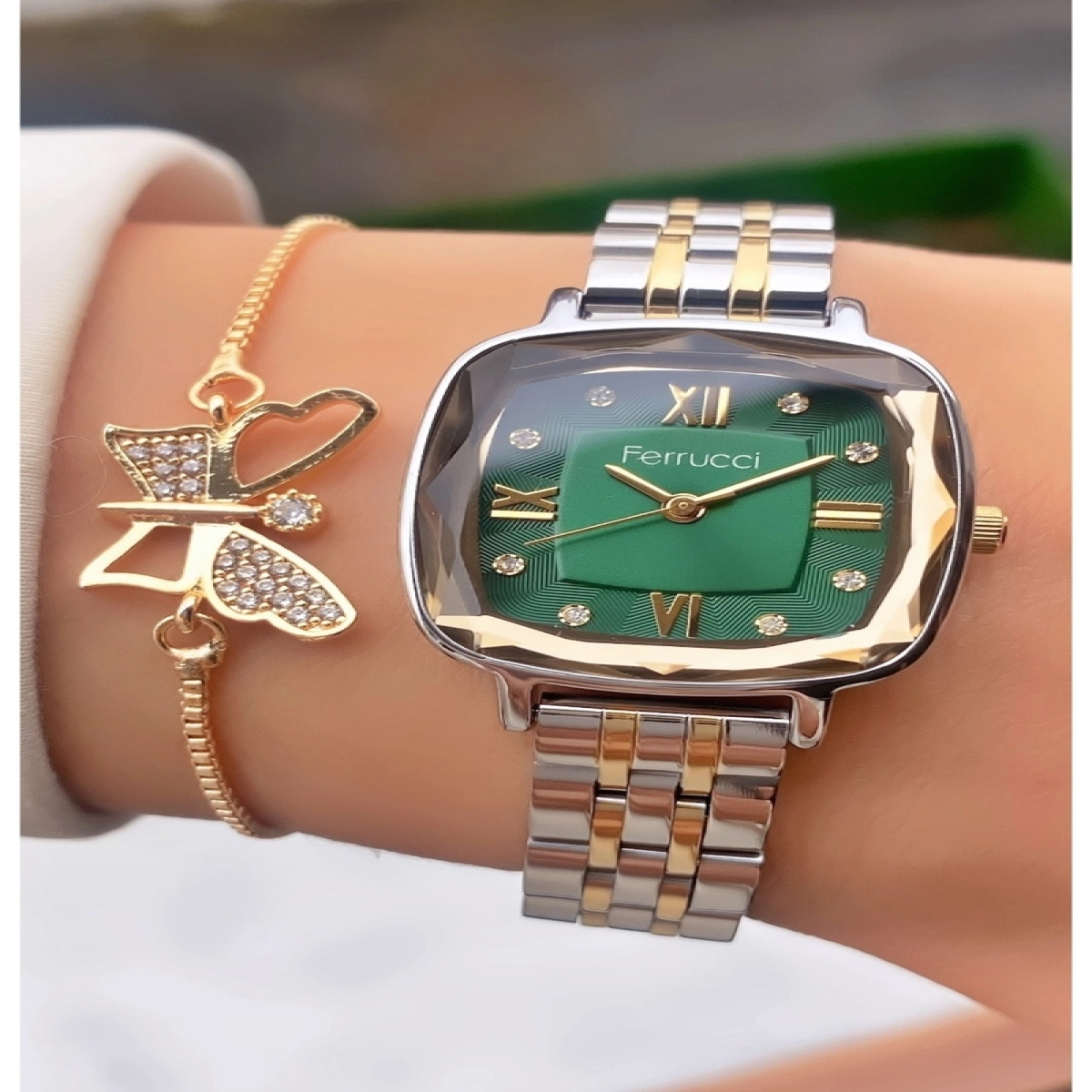 Ferruci Marka Sarı Gümüş Renk Çelik Kordon 2 Yıl Garantili Kadın Kol Saati - Bileklik